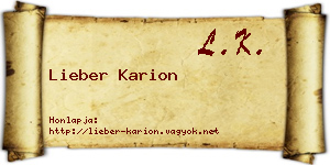 Lieber Karion névjegykártya